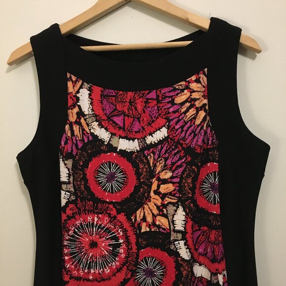 Canadian Clientele Abstract Floral Bohemian Black Trim Mini Dress - Picture 3 of 16